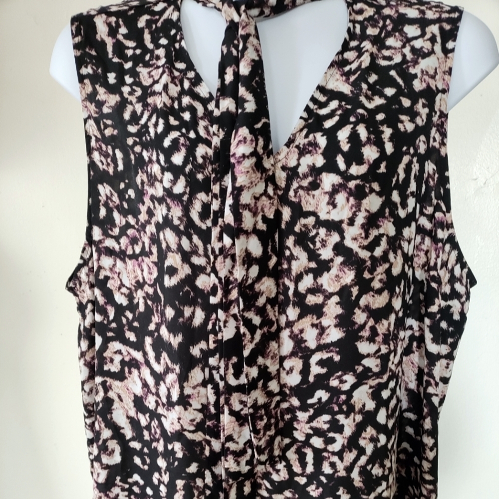 Ava &Viv Women's Floral-Print Tie-Neck Top Plus Size 4X Career Office Casual